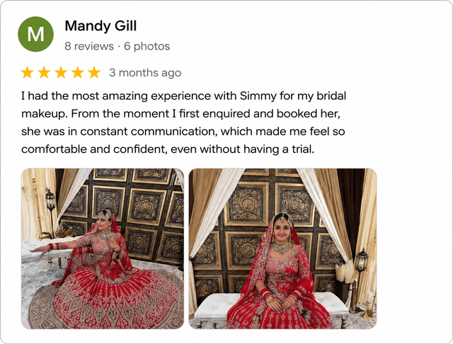 Bride Testimonial & Review 1 - Simmy Kaur Bakshi Luxury Bridal Hair and Makeup